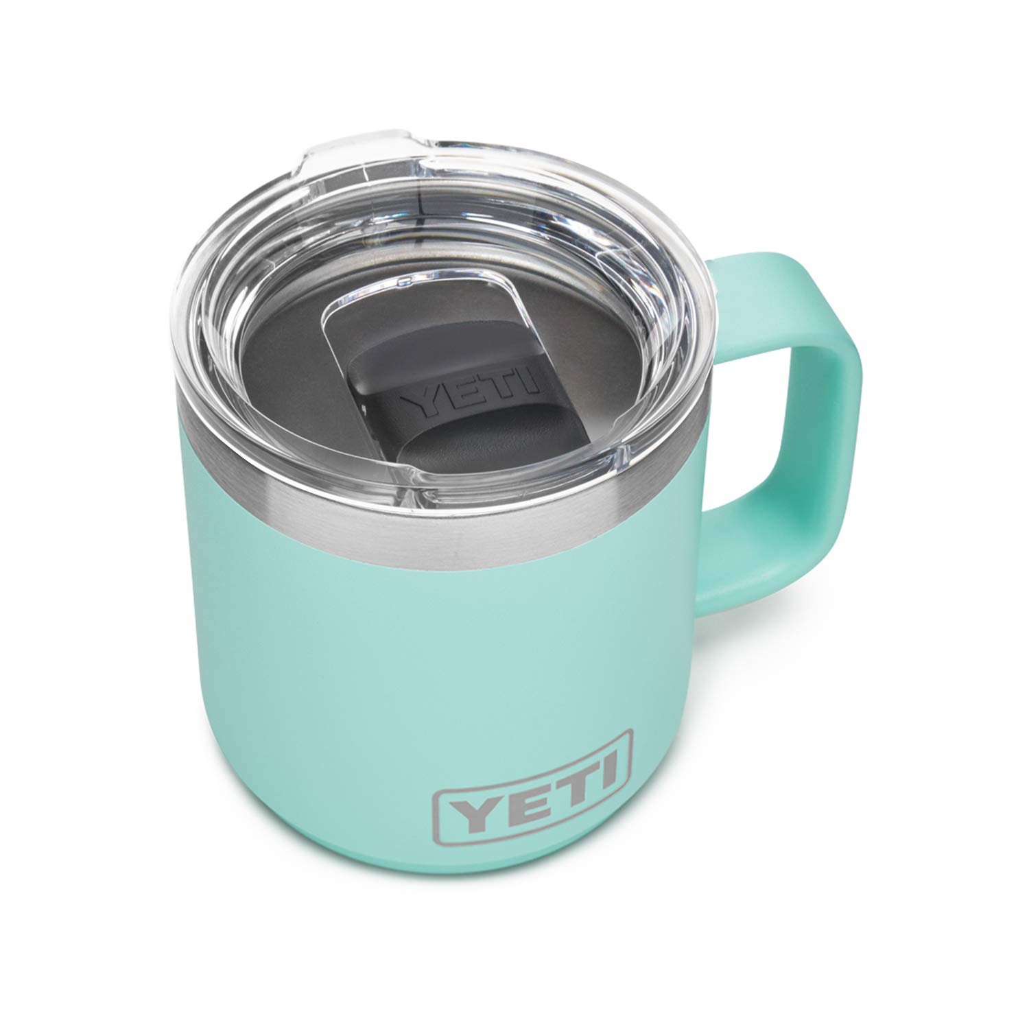Stay Refreshed on the Go with YETI Rambler 10 oz Stackable Mug - Vacuum Insulated, Stainless Steel, MagSlider Lid, and Seafoam Design.
