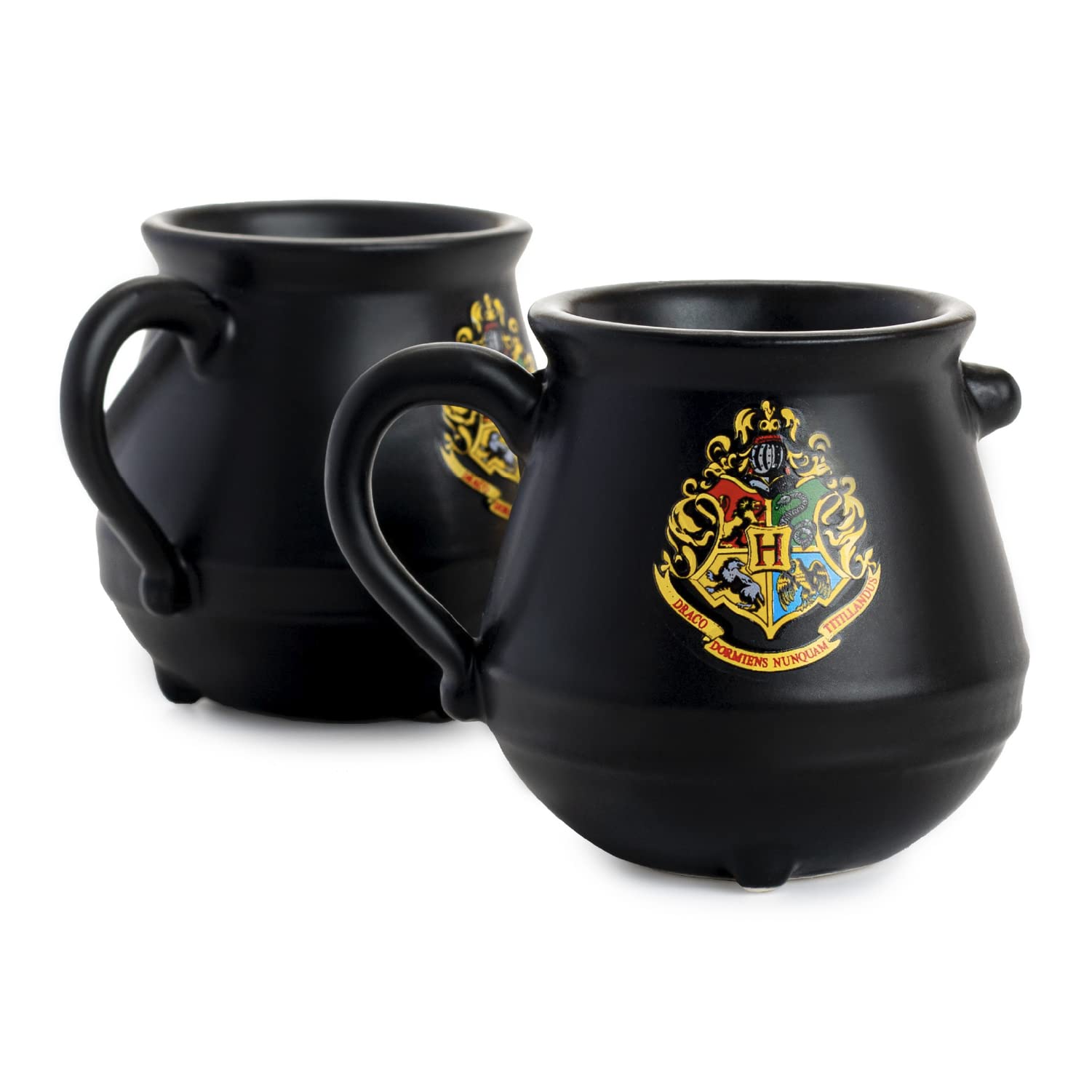 Experience the Magic of Harry Potter with Officially Licensed Cauldron Espresso Mugs - Set of 2 Featuring Hogwarts Crest.
