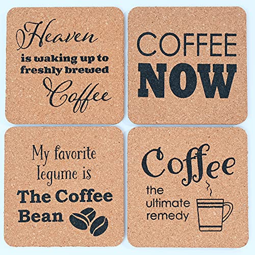 Modern Coffee Coasters - Set of 4, Perfect for Hot or Cold Drinks, Mug Holder and Table Mat, Ideal for Home Bar or Coffee Nook, Fun Gift for Coffee Lovers!