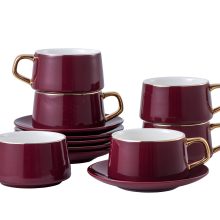 Latte Cups Set of 6 with gold trim