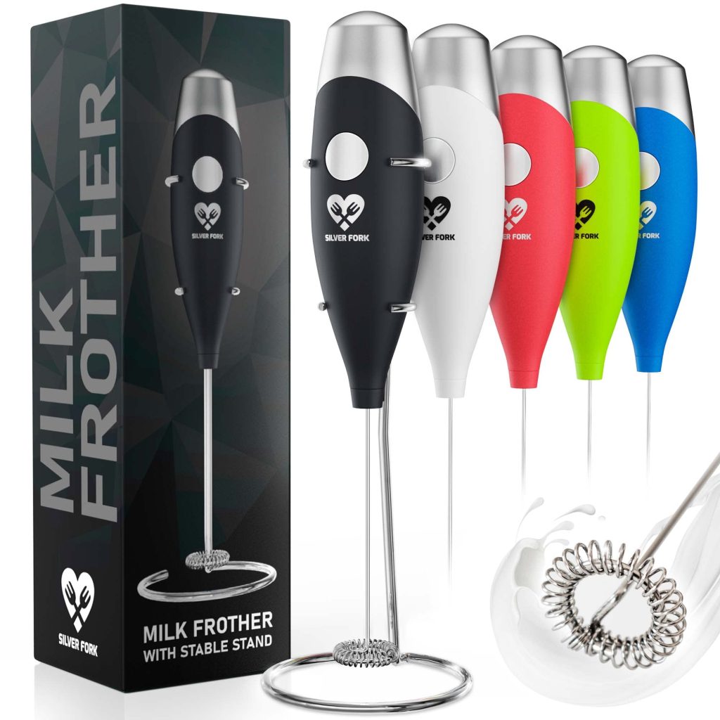Handheld Milk Frother with Stainless Steel Whisk