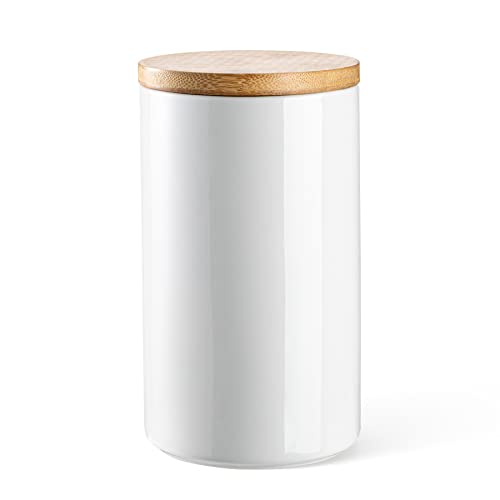  - 40oz/1300ml Airtight Food Storage Jar with Bamboo Lid, and More - White Elegance