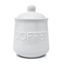 Preserve Flavor in Style with KOVOT Ceramic Coffee Canister - Embossed Ivory Jar for Fresh and Rich Coffee