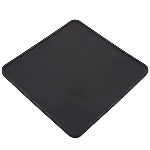 Flat Silicone Coffee Tamper Mat for Espresso Machine Accessories - Tamp Station & Portafilter Barista Coaster (8 x 8 Inches, Black).