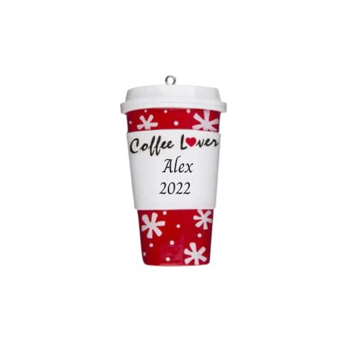- Customized Red Coffee Cup Holiday Keepsake for Kids - Barista-Themed Decoration