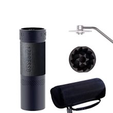 Iron Gray J-Max Manual Coffee Grinder with Coated Conical Burr and Adjustable Settings for Faster Espresso Grinding.