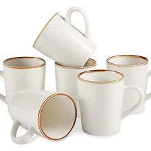 Enjoy Your Favorite Hot Beverages in Style with a Set of 6 Speckled Porcelain Mugs - Perfect for Coffee, Latte, Tea, Cocoa, and More!