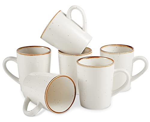 Enjoy Your Favorite Hot Beverages in Style with a Set of 6 Speckled Porcelain Mugs - Perfect for Coffee, Latte, Tea, Cocoa, and More!