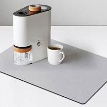 Coffee Maker Mat for Countertops, Coffee Bar Equipment Match Below Coffee Machine Mat 19inx12in-Rubber Backed Coffee pots - desk mat Below Equipment, Coffee Dish Drying Mat, Gray for Kitchen Counter.
