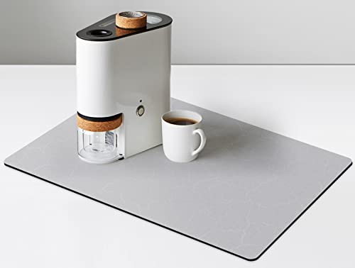Coffee Maker Mat for Countertops, Coffee Bar Equipment Match Below Coffee Machine Mat 19inx12in-Rubber Backed Coffee pots - desk mat Below Equipment, Coffee Dish Drying Mat, Gray for Kitchen Counter.