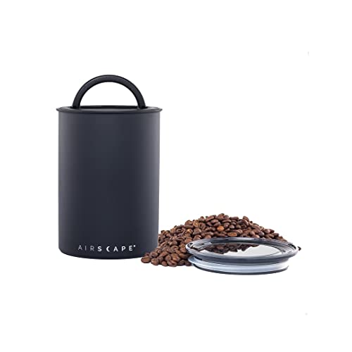 Airtight Coffee Storage Canister - Matte Black, Medium Size, Patented Lid for Freshness Preservation.