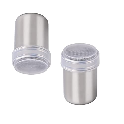  2 Pack Cinnamon Sugar Shaker Powdered Sugar Shaker with Lid Confectioners Sugar Dispenser Flour Sifter Duster.