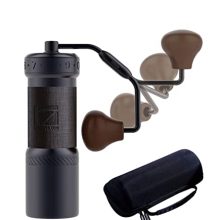 K-Ultra Manual Coffee Grinder - Iron Gray with Assembly Consistency, Stainless Steel Conical Burr, Foldable Handle, and Numerical External Adjustable Setting.