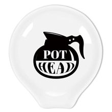 Uhealik Funny Coffee Quote Black and White Ceramic Coffee Spoon Holder