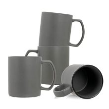 Elanze Designs High Gloss Raw Clay Bottom 15 ounce Ceramic Stoneware Coffee Mugs Set of 4, Grey