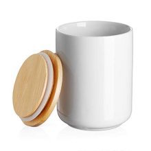 Ceramic Kitchen Canister Meals Storage White Jar with Hermetic Lid - 27 FL OZ (710 ML) Coffee Canister for Floor Coffee, Sugar, Tea, Spices, 3.93 x 5.12 inches.