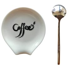 Elegance in Simplicity: Ceramic Coffee Spoon Rest and Stainless Steel Spoon Combo