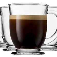 Elevate Your Coffee Experience: Set of 4 Large 15oz Glass Coffee Mugs with Handle, Perfect for Hot Drinks, Tea, and Coffee Gifts. Experience the Quality of Godinger.
