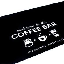 Coffee Mat, Coffee Bar Mat for Coffee Bar Countertop, Coffee Pot Mat for Countertop & Coffee Spills, Coffee Mat for Coffee Station Organizer, Coffee Maker Mat Black Coffee Mat.