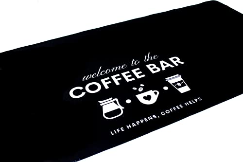 Coffee Mat, Coffee Bar Mat for Coffee Bar Countertop, Coffee Pot Mat for Countertop & Coffee Spills, Coffee Mat for Coffee Station Organizer, Coffee Maker Mat Black Coffee Mat.