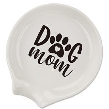 Dog Mom Engraved Coffee Spoon Rest: Cute Counter Spoon Holder for Funny Farmhouse, Home Bar, Coffee Station, Table Accessory Décor, Great Gift for Coffee-Loving Girlfriend, Wife, Husband, Anniversary, or Friends