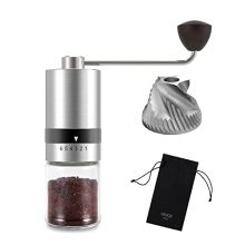 Manual Coffee Grinder - Stainless Steel Burr Grinder 6 Adjustable Setting Silver Vintage Hand Coffee Grinder Portable Hand Crank Conical Coffee Bean Grinder Mill for Camping Travel.