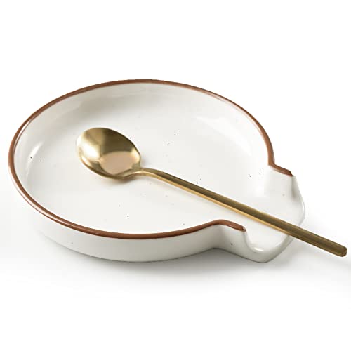 Getstar Spoon Rest for Stove High, Ceramic Spoon Holder for Kitchen Counter (W4.7"), Farmhouse Decor, Dishwasher Safe.