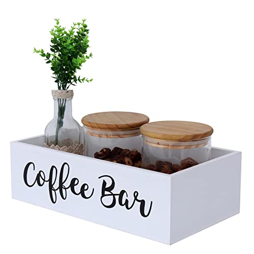 Organize Your Coffee Bar with this Farmhouse Style Countertop Station - Includes K-Cup Holder, Coffee Cup Rack, Syrup Organizer, and Mug Necessities. Perfect for Home or Office - Keep Your Coffee Essentials Neat and Tidy in White.