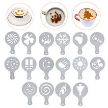 Coffee Stencils Stainless Metal Coffee Adorning 16PCS Coffee Artwork Adorning Stencils Template for Birthday Cake, Cupcake Cookie Stencils.