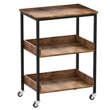 3-Tier Rolling Kitchen Microwave Cart: The Perfect Solution for Your Kitchen & Living Room - A Multi-Purpose Utility Cart with Storage, Coffee Station, and More!