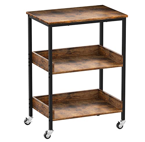 3-Tier Rolling Kitchen Microwave Cart: The Perfect Solution for Your Kitchen & Living Room - A Multi-Purpose Utility Cart with Storage, Coffee Station, and More!