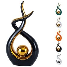 Modern Abstract Ceramic Statue - Black & Gold Home Decor for Living Room, Dining Room, Coffee Table - Large and Ideal as a Gift.