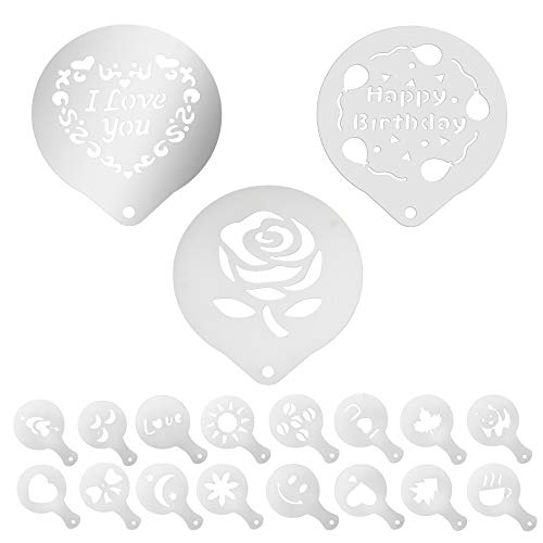 Add a Personal Touch to Your Coffee with Stainless Steel Stencils - Includes 16 Plastic Molds for Perfect Printing - Perfect for Special Occasions like Birthdays, Valentine's Day, and More!