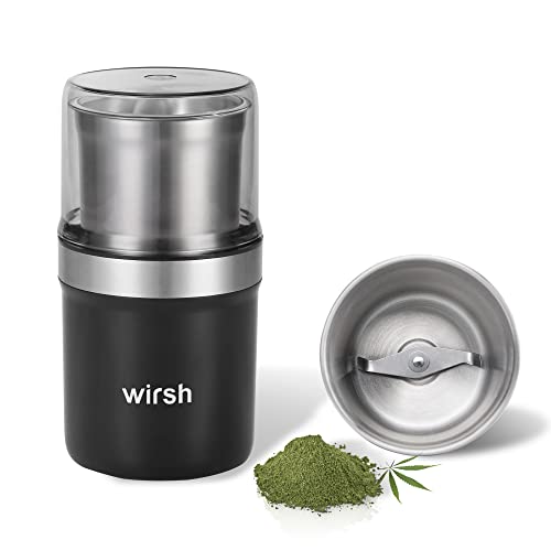 Electric Spice and Coffee Grinder with Stainless Steel Bowl, Powerful 200W Motor for Grinding Coffee Beans, Herbs, Spices, Nuts, and Grains. Easy One-Press Operation and Includes Pollen Catcher.