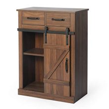 Charming Wood Wall Storage Cabinet with Sliding Barn Door - A Versatile Addition to Your Home Decor