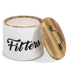 White Wooden Coffee Filter Holder for Countertop, Coffee Bar Accessories & Decor.