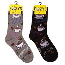 Foozys Women’s Crew Socks | Hot Coffee Food & Drink Novelty Socks | 2 Pair