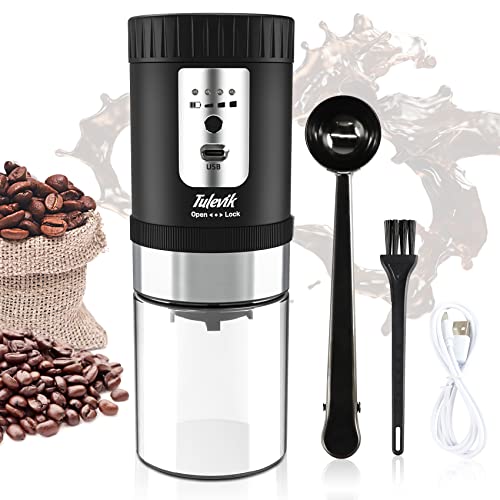 Portable Electric Burr Coffee Grinder - Tulevik 5 Grind Settings for Camping, Travel, Espresso, Pour Over, Drip - Automatic Bean Grinder for Coffee Connoisseurs on the Go.