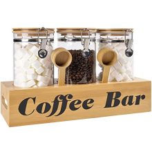 ChezMax Glass Coffee Containers with Shelf, 3Pcs