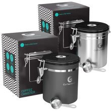 Coffee Gator Coffee Canister 2-Pack: Airtight Stainless Steel e - Medium