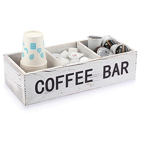 Wooden Coffee Pod Holder Storage with Removable Grids - Rustic Coffee Station Organizer for K Cup and Counter Home Decor.