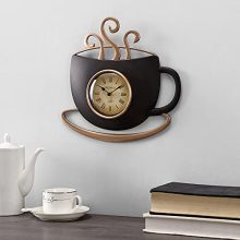 FirsTime Latte Cup Clock, Plastic, Farmhouse Model, 11 x 1.375 x 11 inches, Bronze