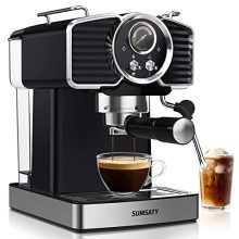 Espresso Espresso Machine 20 Bar, Retro Espresso Maker with Milk Frother Steamer Wand for Cappuccino, Latte, Macchiato, 1.8L Detachable Water Tank, ETL Listed, Espresso Spoon, Classic Black.