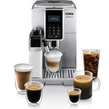 Enjoy Barista-Quality Coffee at Home with the De'Longhi Dinamica Fully Automatic Espresso Machine - Silver Edition with LatteCrema.