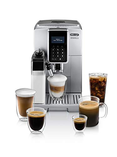 Enjoy Barista-Quality Coffee at Home with the De'Longhi Dinamica Fully Automatic Espresso Machine - Silver Edition with LatteCrema.