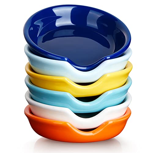 6 Packs Ceramic Spoon Rest, Large Spoon Rest for Stove Top, Spoon Holder for Kitchen Counter, Warmth-Resistant Cooking Utensil Rest, Espresso Spoon Rest for Ladle, Spatula, Dishwasher Secure.