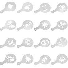 16 Pcs Barista Coffee Cake Stencils, Plastic Reusable Stencils Latte Artwork Stencils Drawing Templates, Cappuccino Stencils Templates for Coffee Adorning, Cookie Icing, Cake.