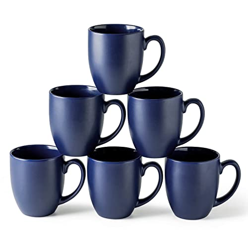 16oz Coffee Mugs Set of 6, Giant Ceramic Coffee Mugs for Man, Lady, Dad, Mother, Modern Coffee Mugs Set With Deal with For Tea, Latte, Cappuccino, Milk, Cocoa. Dishwasher & Microwave Protected, Matte Blue. 