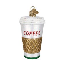 Old World Christmas Coffee to Go Cup Glass Tree Ornament - Festive Decoration with Free Box