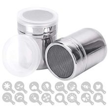 Stainless Steel  with Lid - Includes 16 Coffee Stencils for Creative Designs